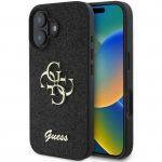 Coque - Guess - iPhone 16 - Blizgučiai - Metalinis Logotipas - Apsauga Nuo Smūgių ir Įbrėžimų