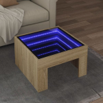 Kavos staliukas su infinity led lemputėmis, ąžuolo, 50x50x30cm