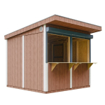 Premium kokybės medinis prekybinis kioskas Timbela M950, H240x248x305 cm, su dažų rinkiniu REDWOOD RED