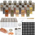 24 vnt. prieskonių stiklainėlių rinkinys 120 ml su etiketėmis ir priedais, Ruby