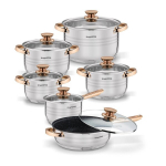 Konighoffer Bari Rose Gold puodų rinkinys su dangčiais, 12 vnt.