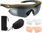 Balistiniai akiniai Swisseye Nighthawk Coyote, 3 keičiami lę&scaron;ių spalvų variantai