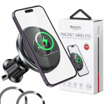 yesido Magnet. Uchwyt Samochodowy C190 do Kratki, MagSafe Wireless 15W, CZARNY