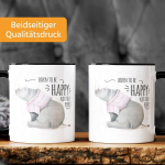Moonworks kavos puodelis su &scaron;ūkiu Rhino Born to be Happy not to be Perfect Quote Happy Happy Positive Thinking Black One Size