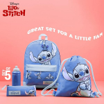 Disney Lilo ir Stitch mergaičių mokyklinio kuprinės rinkinys su kuprine, sportiniu krep&scaron;iu, penaline, vandens buteliu 470 ml ir raktų pakabuku - Stitch Things, mėlynas