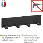 Wenko Ima magnetinė pakaba, juoda, lauko virtuvės priedai su 4 kabliukais tekstilei ir kepsninės reikmenims kabinti, greitas tvirtinimas be gręžimo ant metalinių pavir&scaron;ių, 30 x 6,5 x 2 cm