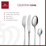 Gerlach Celestia stalo įrankių rinkinys 6 asmenims, tinkamas plauti indaplovėje, nerūdijančio plieno, peilis, &scaron;akutė, &scaron;auk&scaron;tas, arbatinis &scaron;auk&scaron;telis, pyrago &scaron;akutė, padažo &scaron;auk&scaron;tas, pyrago mentelė, blizgus, nerūdijantis, 24 dalys