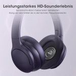 Doqaus belaidės bluetooth ausinės, iki 90 valandų veikiančios bluetooth ausinės, uždaro tipo su 3 eq režimais, hifi stereo, įmontuotas mikrofonas, sulankstomos belaidės ausinės mobiliesiems telefonams/ipad/ne&scaron;iojamiesiems kompiuteriams/pc