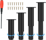 Ncrgb 4 metalinių baldų kojelių rinkinys, 8-12 cm, reguliuojamos juodos baldų kojelės, reguliuojamas auk&scaron;tis 0-40 mm, maksimali apkrova 800 kg, baldų kojelės televizoriaus spintelei, sofai, kėdei, vonios spintelei