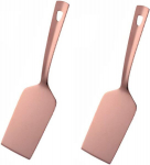 Sbomhs torto mentelė i&scaron; nerūdijančio plieno, 2 dalių, kepimo mentelė, metalinė picos mentelė, torto mentelė, serviravimo mentelė, ilgis 26 cm, plotis 6.4 cm, rožinio aukso spalvos