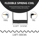 Geekria 3.5mm trrs į trs kampinis spiralinis mikrofono kabelis 50cm, suderinamas su Rode sc7, videomicro, videomic go ii, wireless go ii 1/8 colio jungtis i&scaron; tėčio į tėtį mikrofono kabelis (juodas)