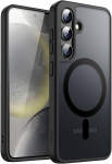 Jetech magnetinis dėklas, skirtas Samsung Galaxy S24 5g, suderinamas su Magsafe, permatomas matinis galinis dangtelis, smūgiams atsparus telefono dėklas (juodas)