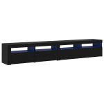 TV spintelės 2 vnt su LED &scaron;viesomis juodmedžio medžio plau&scaron;ais,TV spinta su LED juodmedžio 120x35x40 cm medžio plau&scaron;ais