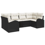 6 dalių sodo sofa su pagalvėlėmis juodas poli ratanas