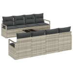 9 Dalių Sodo Sofa Komplektas su Pagalvėlėmis &Scaron;viesiai Pilka Poli Ratanas,2-Vietė Sodo Sofa su Pagalvėlėmis Pilka Poli Ratanas