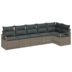 6 dalių sodo sofa su pagalvėlėmis pilka poliratanas,2 vietų sodo sofa su pagalvėlėmis pilka poliratanas