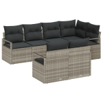 7 dalių sodo sofa rinkinys su pamink&scaron;tinimais &scaron;viesiai pilka poli ratanas,2 vietų sodo sofa su pamink&scaron;tinimais pilka poli ratanas