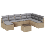 9 dalių sodo sofa rinkinys su pagalvėlėmis juodos poly ratanos,2-vietė sodo sofa su pagalvėlėmis smėlio poly ratanos