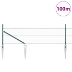 Hexagon Fence Žalia 0.5x100 m Plienas,Fence Posts with Spike 13 pcs &Oslash;32 mm 80 cm Cinkuotas plienas
