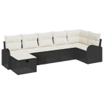 7 dalių Sodo Sofa Komplektas su Pagalvėlėmis Juodasis Poli Ratanas