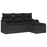 4 dalių sodo sofa komplektas su pagalvėlėmis juoda poli ratanas,2 vietų sodo sofa su saugykla ir pagalvėlėmis juoda poli ratanas
