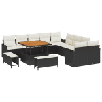 13 dalių sodo sofos komplektas su pagalvėlėmis, juodas poli ratanas,2 vietų sodo sofa su pagalvėlėmis, juoda poli ratanas,3 dalių sodo valgymo komplektas su pagalvėlėmis, juodas poli ratanas