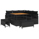 8 Vienetų Sodo Sofa Komplektas su Pagalvėmis Juoda Poli Ratanas Akacija,2-vietė Sodo Sofa su Pagalvėmis Juoda Poli Ratanas,3 Vienetų Sodo Valgomojo Komplektas su Pagalvėmis Juoda Poli Ratanas Akacija