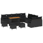 14 dalių sodo sofa rinkinys su pagalvėlėmis juoda poli ratanas akacija,2 vietų sodo sofa su pagalvėlėmis juoda poli ratanas,4 dalių sodo valgomojo rinkinys su pagalvėlėmis juoda poli ratanas akacija