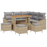9 dalių sodo sofos rinkinys su pagalvėlėmis smėlio poli ratanas akacija,2 vietų sodo sofa su pagalvėlėmis smėlio poli ratanas,4 dalių sodo valgomojo rinkinys su pagalvėlėmis smėlio poli ratanas akacija