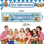 Oktoberfest dekoratyvinė reklaminė juosta, 300 x 50 cm Oktoberfest vakarėlio reklaminė juosta, bavari&scaron;ka Oktoberfest dekoracija, Oktoberfest lauko vakarėlio dekoracija, priedams, vidaus ir lauko dekoracijoms