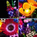 Brickbling Led ap&scaron;vietimo rinkinys, suderinamas su Lego Wildflower Bouquet rinkiniu, Led ap&scaron;vietimo rinkinys, suderinamas su Icons Wildflower Bouquet 10313 dirbtinėmis gėlėmis, Valentino dienos dovana, unikali namų dekoracija