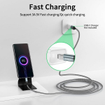 Teeaam usb c į micro usb kabelis 6 m, usb type c į micro kabelis nailono pynimo usb c į micro įkroviklio kabelis android įkrovimo kabelis dast sync suderinamas su galaxy s7/s5/j3/j5/j7, huawei, htc, lg pilkas