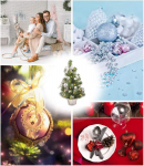 Riffelmacher & Weinberger Riffelmacher 20258 Papuo&scaron;ta Kalėdų Eglutė, Ap&scaron;viesta 50 cm Sidabrinė Kalėdų Eglutė su Girliandomis, Kaspinai, Kalėdų Eglutės Žaisliukai