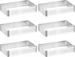 Xanewza perforuotas stačiakampis torto žiedas, 6 vnt., nerūdijančio plieno perforuota torto forma putų tortams (10 x 6 x 2 cm)