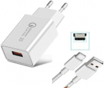 Top chargeur * maitinimo adapteris įkrovimo laidas 5v 18w greitas įkrovimas 3.0 qualcomm skirtas samsung galaxy s10 s9 s8 plus s7 edge note 8 lg g5 g6 nexus 5x huawei p9 p8 xiaomi + usb type c kabelis