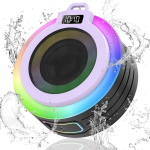 Conyat Bluetooth du&scaron;o kolonėlė, Bluetooth kolonėlė su stereo garsu, Ipx7 atspari vandeniui muzikos dėžutė su siurbtuku ir virvele, įmontuotas mikrofonas, belaidė kolonėlė voniai, paplūdimiui, violetinė