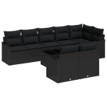 9 dalių sodo sofa rinkinys su pagalvėlėmis, smėlio poli ratanas,2 dalių sodo sofa su pagalvėlėmis, juodas poli ratanas
