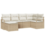 6 dalių sodo sofa komplektas su pagalvėlėmis Smėlio poli ratanas,2 vietų sodo sofa su saugojimu ir pagalvėlėmis Smėlio poli ratanas