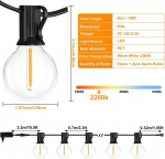 Led lauko dekoratyvinės lemputės - 45 m / 150 pėdų lauko dekoratyvinės lemputės, atsparios oro sąlygoms, su 58 &scaron;iltai baltomis G40 lemputėmis, vandeniui atsparios vidaus/lauko dekoratyvinės lemputės terasai, sodui, balkonui, vestuvėms, vakarėliams