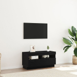 televizoriaus stovas su LED ap&scaron;vietimu, juodas, 80x35x40 cm, inžinerinis medis