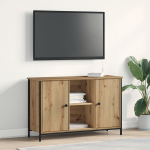 televizoriaus spintelė juoda 101x35x65 cm inžinerinis medis ir plienas