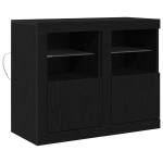 &Scaron;oniniai spintelės su LED &scaron;viesomis 2 vnt Juodas 41x37x67 cm