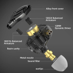 Cca kz zs10 pro x ausinės su mikrofonu, atnaujinta versija 4ba+1dd 5 tvarkyklių iem hifi metalinės laidinės ausinės (su mikrofonu, juodos)