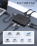 Cable Matters 8-in-1 Usb C &scaron;akotuvas su dviem Hdmi prievadais, 140w Pd įkrovimo funkcija, gigabitiniu eternetu, 10g duomenų perdavimu per 3 Usbc ir A, taip pat 1 Usb 2.0