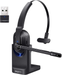 Eksa H5 Bluetooth Pc ausinės su mikrofonu ir Usb raktu [45 val. atkūrimo laikas ir 10 m atstumas] Mono su įkrovimo stotele ir Ai triuk&scaron;mo slopinimo mikrofonu, belaidės verslo ausinės biurui/namų biurui
