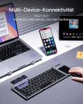 Inateck sulankstoma mini klaviatūra, Ai funkcija su jutikliniu kilimėliu, 3 bluetooth kanalai, suderinama su Ipados Android, Windows, Qwertz, Kb06101