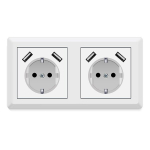 Lizdai su usb, (maks. 5 v 3.4 a) schuko lizdas usb įterptinė sistema 55 grynai balta blizgi sieninė rozetė tik 32 mm gylio (usb c baltas (3.4 a))