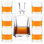 Stiklinis viskio rinkinys su karafe, 6 &times; 330 ml + 700 ml, dovanų dėžutėje