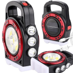 Ne&scaron;iojamas įkraunamas saulės žibintuvėlis su LED &scaron;viesos baterija su reflektoriumi