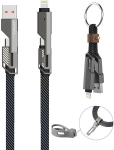 4smarts USB-C Kabel ComboCord Flat 240W, 1,5m + Keyring Kabel